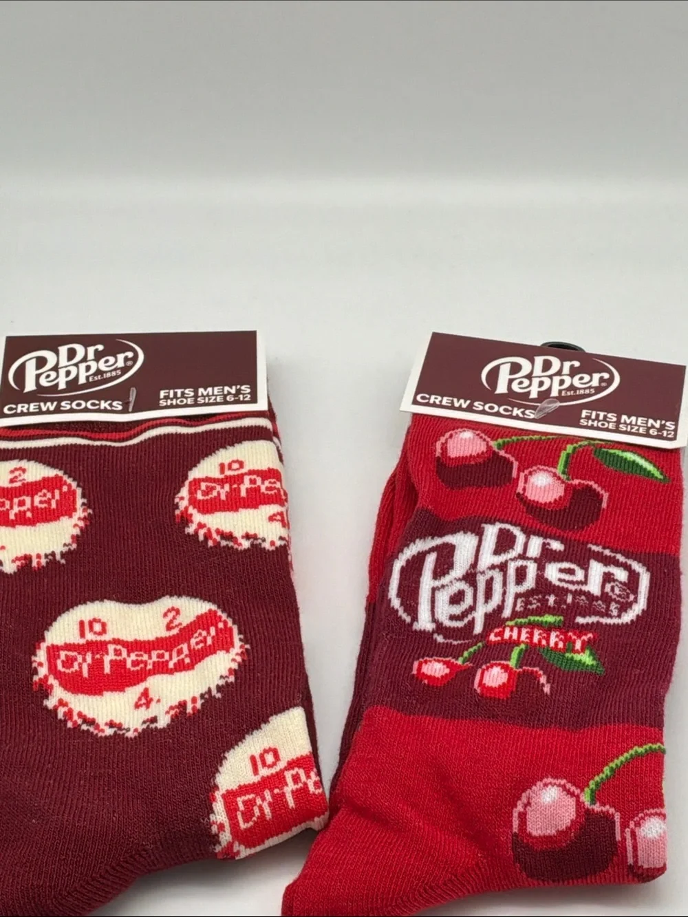 New Dr Pepper Crew Socks Men’s 6–12 Unisex Red Cherry Soda Socks with Tags